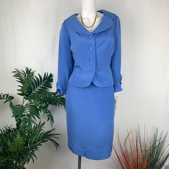 Maggy London Jackets & Blazers - Maggie London Blue Silk Skirt Suit 12P